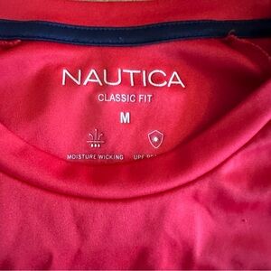 Nautica moisture wicking boat shirt long sleeve red